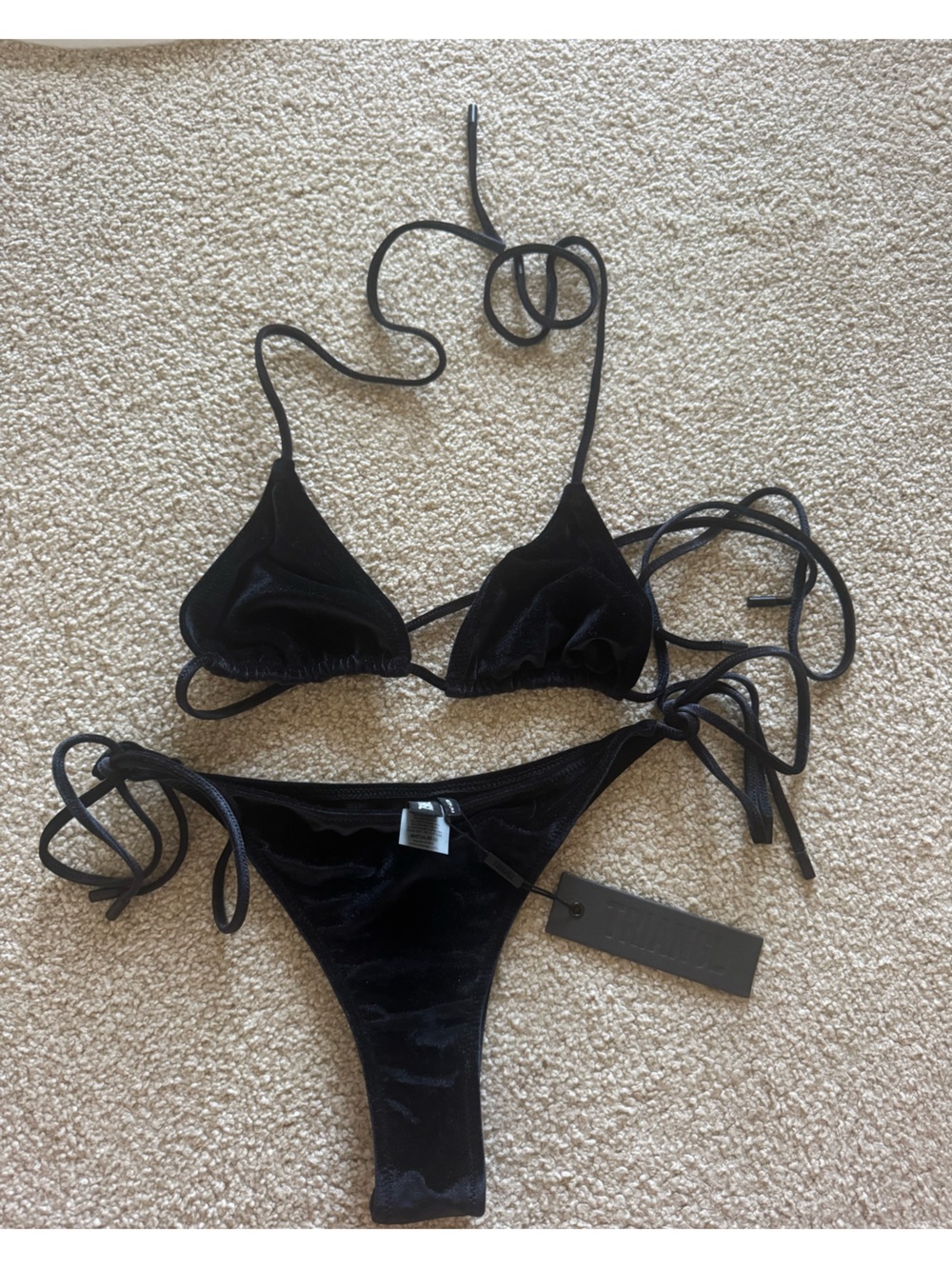 triangl swimwear Black Velvet Triangle Bikini Set
